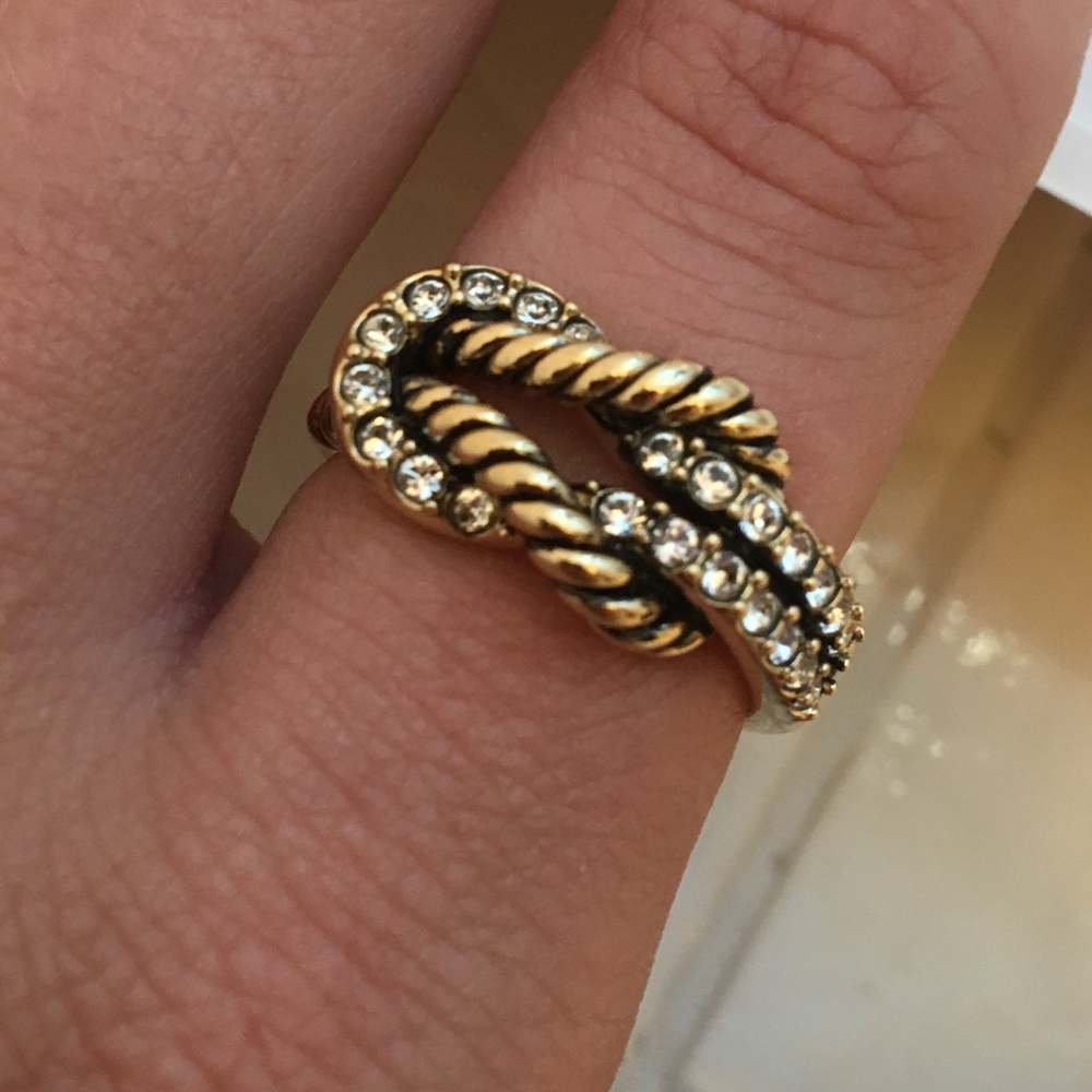 Swarovski crystal Romeo and Juliet knot ring
